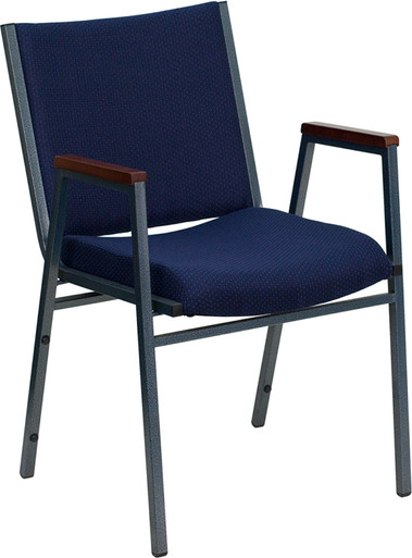 Flash Furniture Heavy Duty, 3" Thickly Padded, Fabric Stack Chair with Arms, Navy