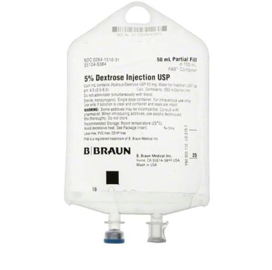 Injection Solution Dextrose 5%/Water 50mL Pyrogen Free Bag Sterile ...