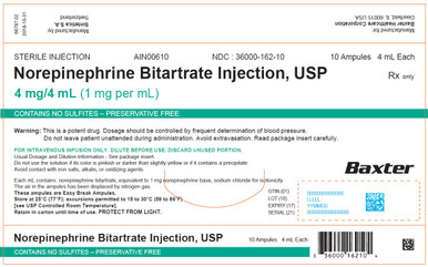 Norepinephrine Bitartrate Injection 1mg/mL Ampule 4mL - Medex Supply