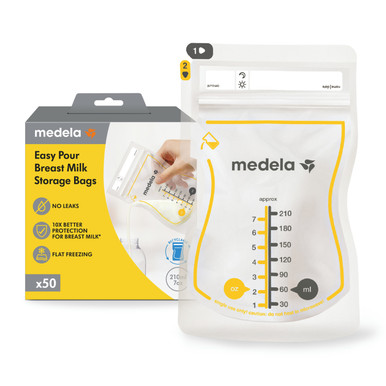Medela Easy Pour, Disposable Breast Milk Storage Bags, 7oz/210ml, 50ct, 5/CS