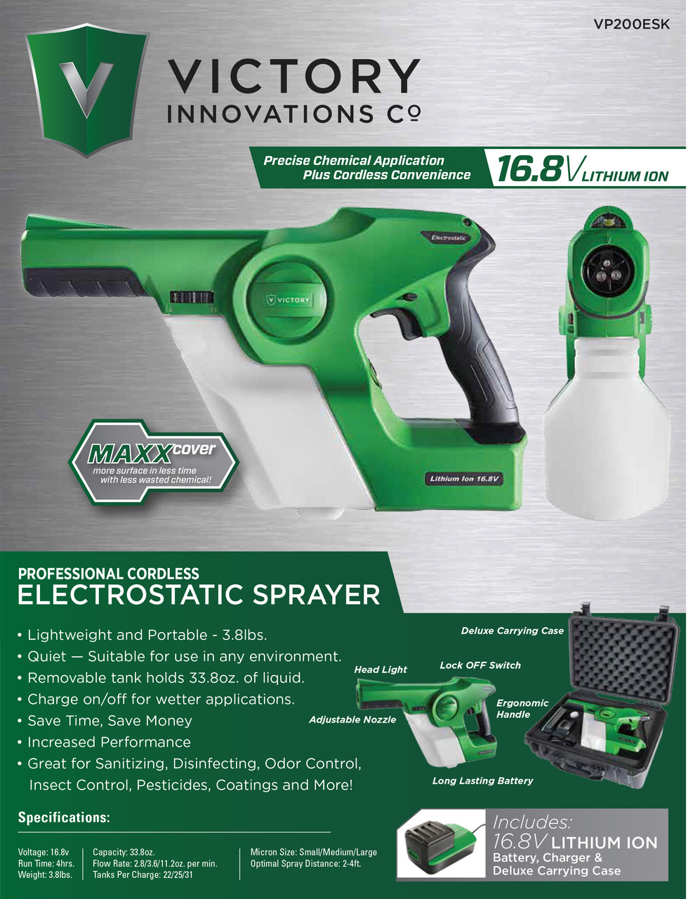 Electrostatic Cordless Sprayer by Victory Innovations w/CASE - BCW