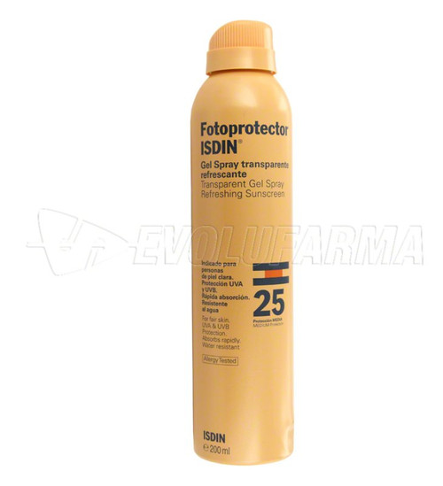 Fotoprotector isdin gel spray - SPF 25 - envase 200 mL.