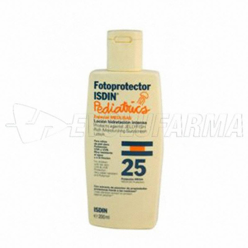 Fotoprotector isdin pediatrics, loción protectora SPF 25, especial medusas.
