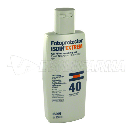 Fotoprotector isdin extrem SPF 40, gel refrescante - envase 200 mL.