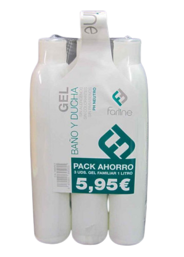 Farline gel de baño familiar 3 envases 1 L