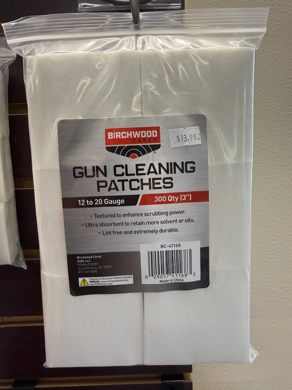 Birchwood Casey cleaning patches 12-20 Gauge