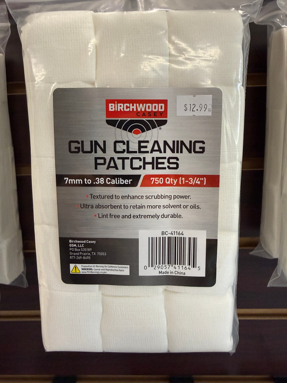 Birchwood Casey cleaning patches 7mm -.38 Cal