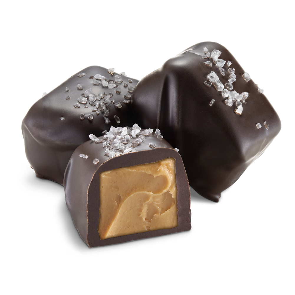 Dark Chocolate Peanut Butter Meltaways with Sea Salt | Albanese Candy