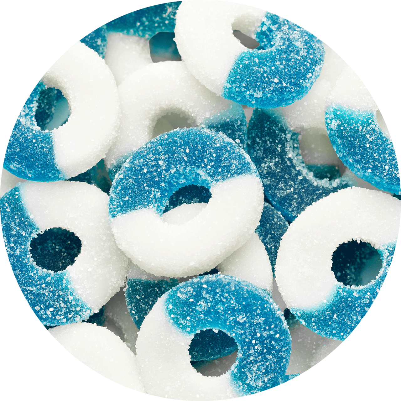 Gummi Blue Raspberry Rings, Blue Gummy Rings
