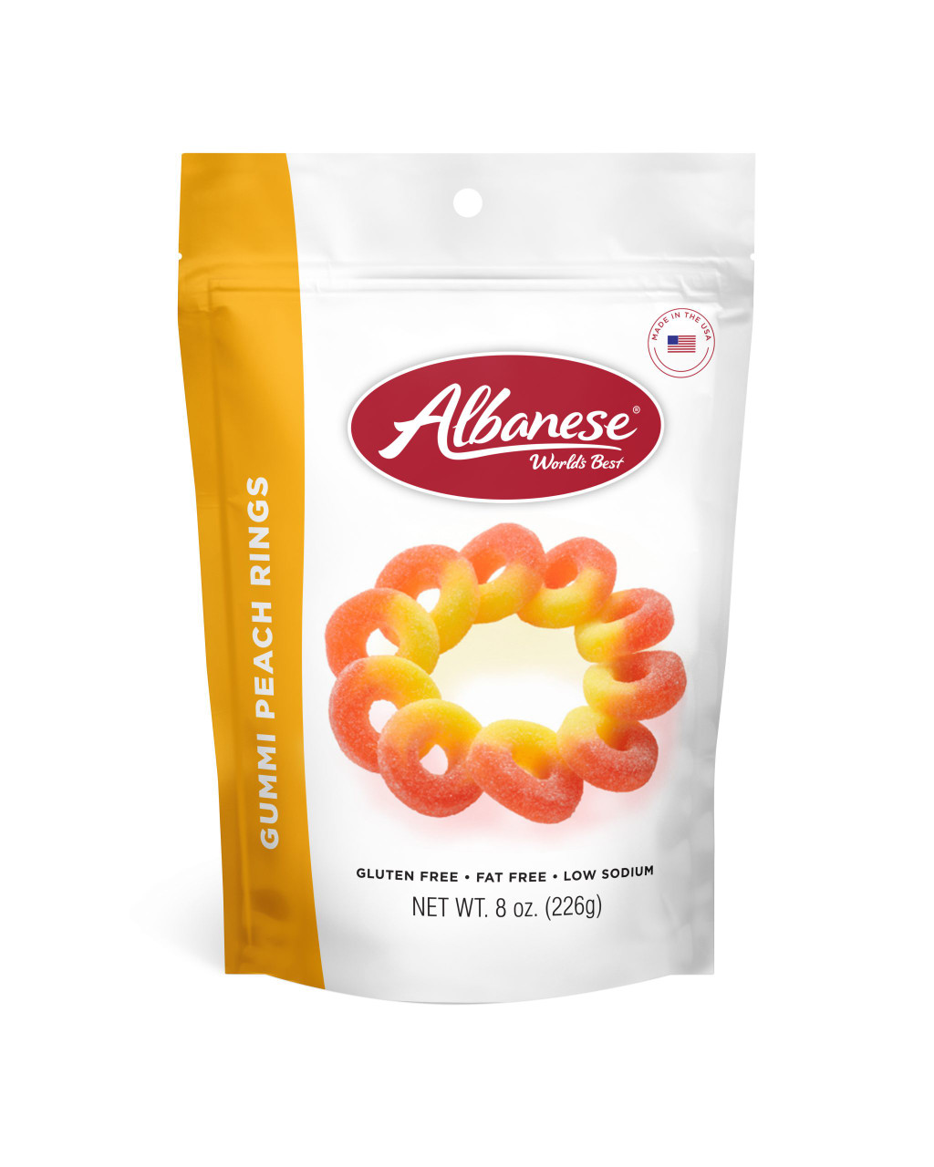 Gummi Peach Rings - 8 oz Resealable Bag | Albanese World's Best