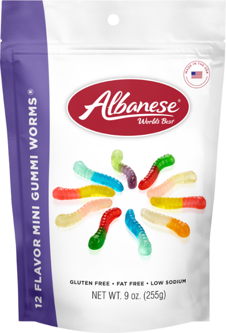 12 Flavor Mini Gummi Worms® - 9 oz Resealable Bag