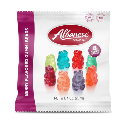 Berry Flavored Gummi Bears -1 oz Fun Size Bags - 1 Case (200 Bags)