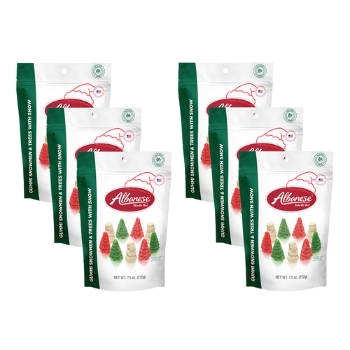 Gummi Snowmen & Trees with Snow  - Case of 6 (7.5 oz Resealable Bags)