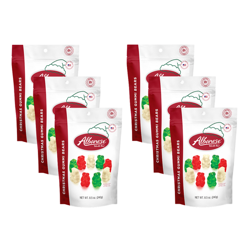 Christmas Gummi Bears  - Case of 6 (8.5 oz Resealable Bags)