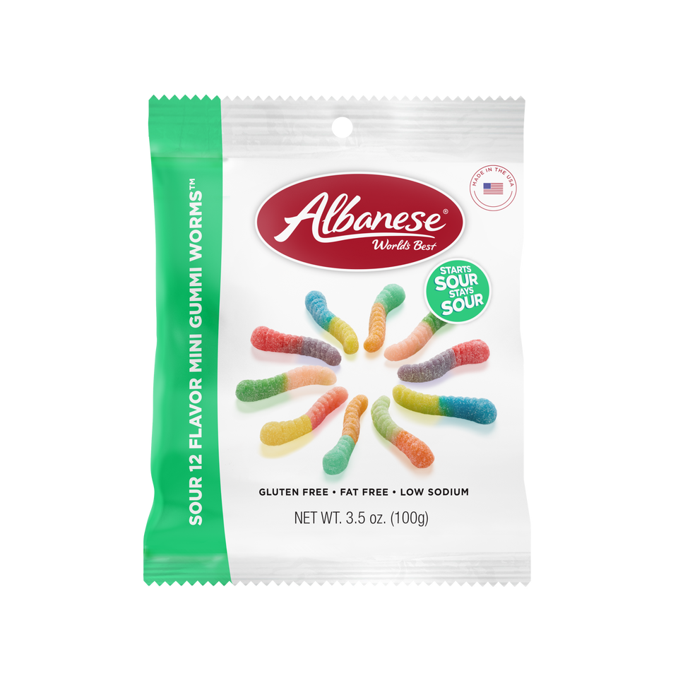 Sour Mini Neon Gummi Worms Sour Gummy Worms Albanese Candy