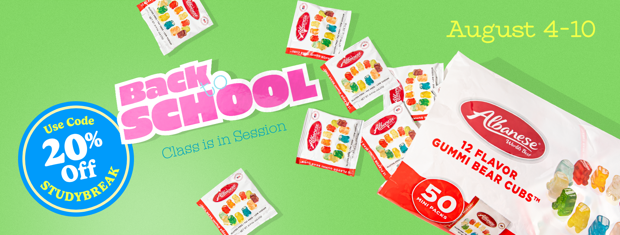 Back to School Sale! Save 20% on the World's Best Study Break Snacks.