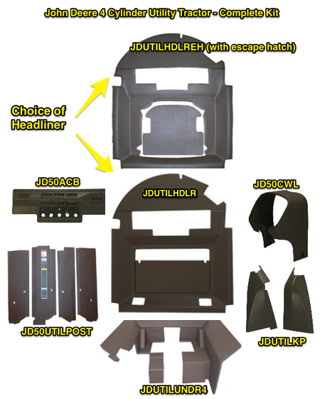 Complete Cab Kit for John Deere 4 Cylinder Utility Series