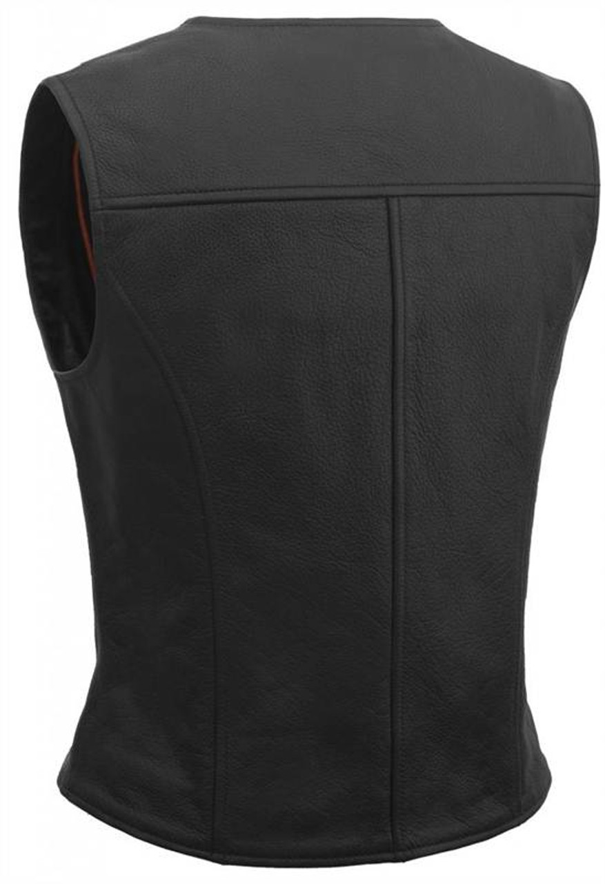 True Element Womens Premium Longer Length Motorcycle Leather Vest