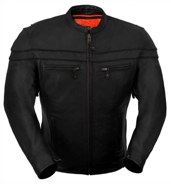 Zipped black leather biker jacket | The Kooples - US