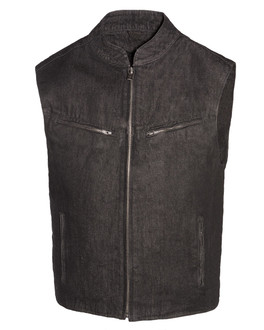 True Element Mens Scooter Collar  Club Style Denim Vest with Concealed Carry Pockets ( Size S- 5XL)