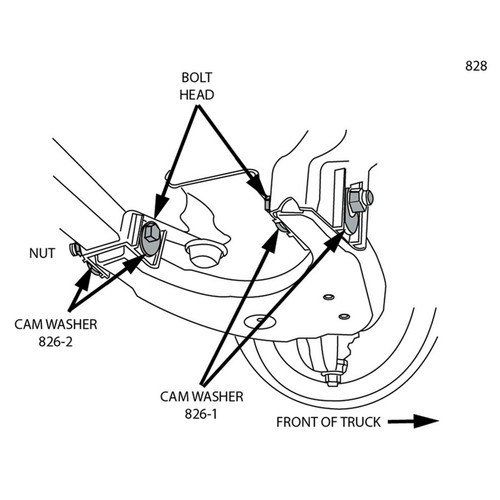 44-827 - 2003-2015 Toyota / Lexus Front Alignment Greaseable Camber / Caster Cam Bolt Installation Diagram 44-827 - 2003-2015 Toyota / Lexus Front Alignment Greaseable Camber / Caster Cam Bolt Installation Diagram