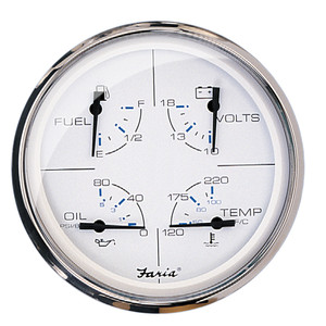 Faria 5" Multifunction Gauge Chesapeake White w\/Stainless Steel - Fuel, Oil, Water  Voltmeter [33864]