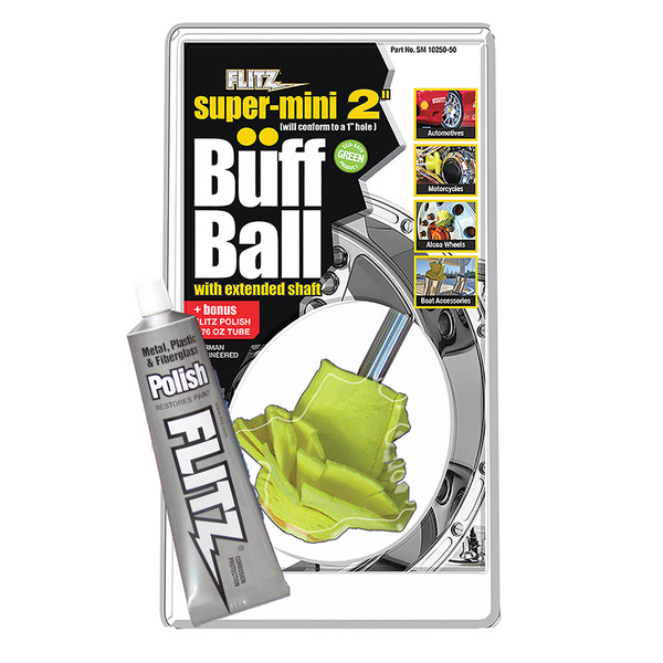 Flitz Buff Ball - Super Mini 2" - Yellow w\/1.76oz Tube Flitz Polish [SM 10250-50]