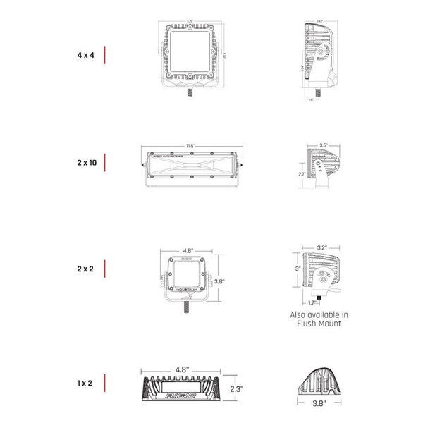 RIGID Industries 2x10 115 DC Scene Light Black - White LED [68131]