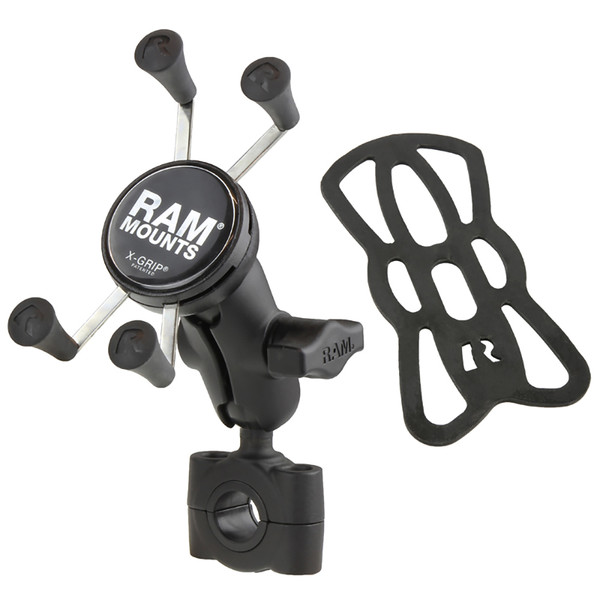 RAM Mount RAM Torque 3\/4" - 1" Diameter Handlebar\/Rail Base with 1" Ball, Short Arm and X-Grip for Phones [RAM-B-408-75-1-A-UN7U]