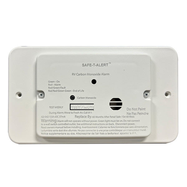 Safe-T-Alert 62 Series RV Carbon Monoxide - White - Flush Mount - 12V w\/Trim Ring [62-542-TR-WT]