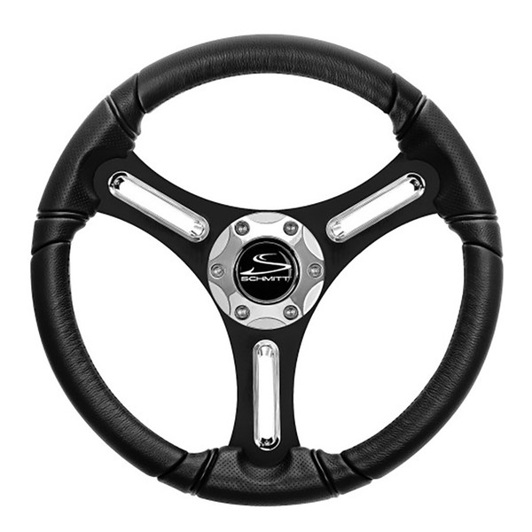 Schmitt Marine Torcello 14" Wheel - 03 Series - Polyurethane Wheel w\/Chrome Spoke Inserts  Cap - Black Brushed Spokes - 3\/4" Tapered Shaft [PU031104-12]