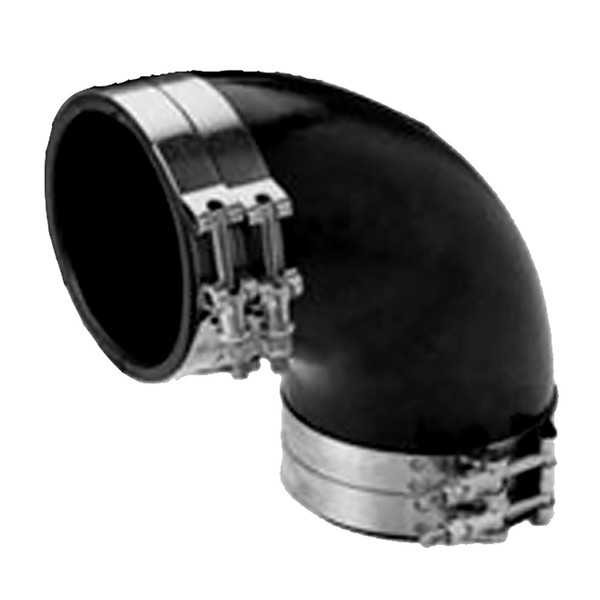 Trident Marine 3" ID 90-Degree EPDM Black Rubber Molded Wet Exhaust Elbow w\/4 T-Bolt Clamps [TRL-390-S\/S]