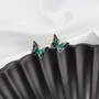 Beautiful Green Enamel Butterfly Earrings with Gold Decorations