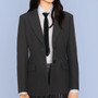 Model with tie, a black skirt and a Dior Wool & Silk Jacket in Black