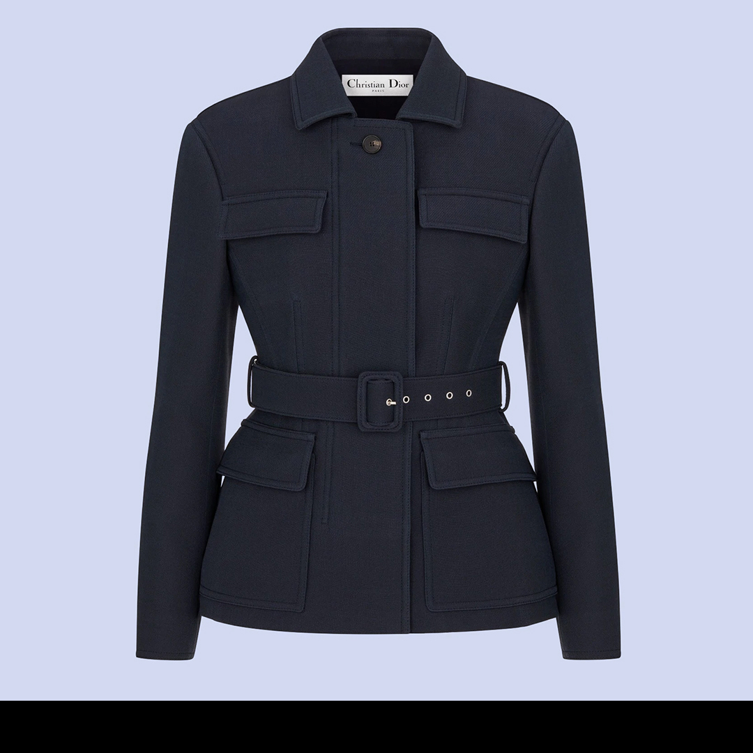 ジャケット Dior Belted Jacket With Removable Scarf Dior Belted Jacket with Removable Scarf Gray Virgin Wool