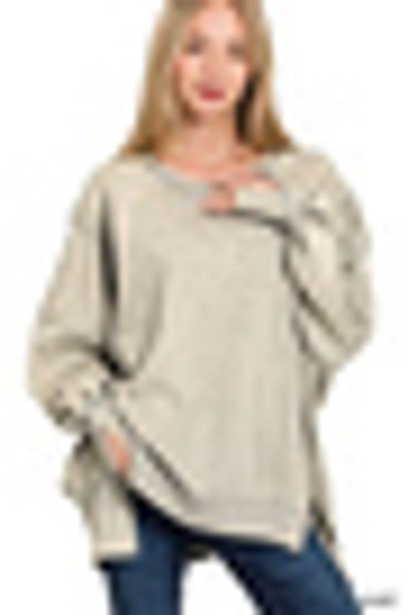 ACID WASH FRENCH TERRY OVERSIZED EXPOSED-SEAM SWEATSHIRT