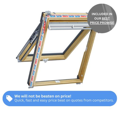Keylite Pine Top Hung Roof Window with Hi-Therm Glazing