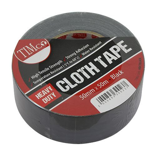 Heavy Duty Cloth Tape Black [50m x 50mm] - [Roll] 1 Each