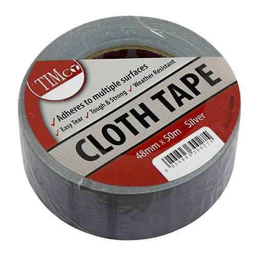 Cloth Tape Silver [50m x 48mm] - [Roll] 1 Each