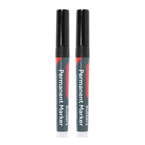Builders Permanent Markers BLK [Chisel Tip] - [Blister Pack] 2 Pieces