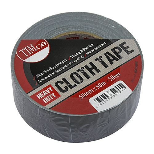 Heavy Duty Cloth Tape Silver [50m x 50mm] - [Roll] 1 Each