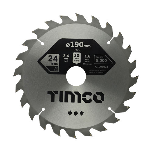 TCT Circular Saw Blade [190 x 30 x 24T] - [Clamshell] 1 Each