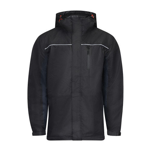 Lined Rain Jacket Black/Navy [Large] - [Bag] 1 Each