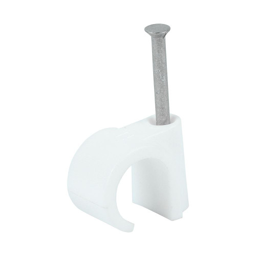 Round Cable Clip White [To fit 14.0mm] - [Box] 100 Pieces