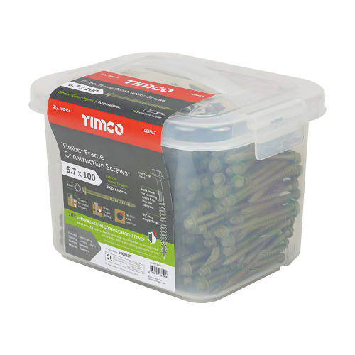 Timber Frame Screw HEX Green [6.7 x 100] - [Tub] 300 Pieces