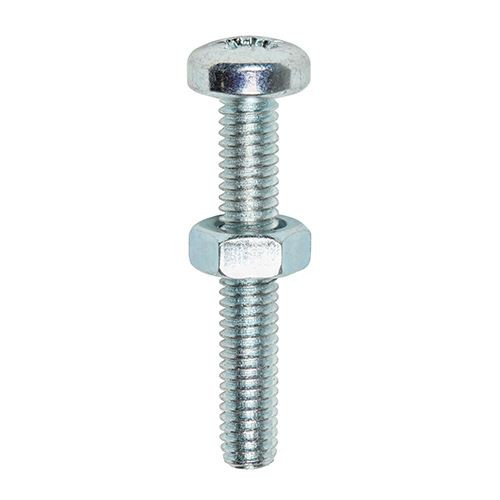 Machine Screw & Nut PAN - BZP [M6 x 40] - [TIMpac] 10 Pieces