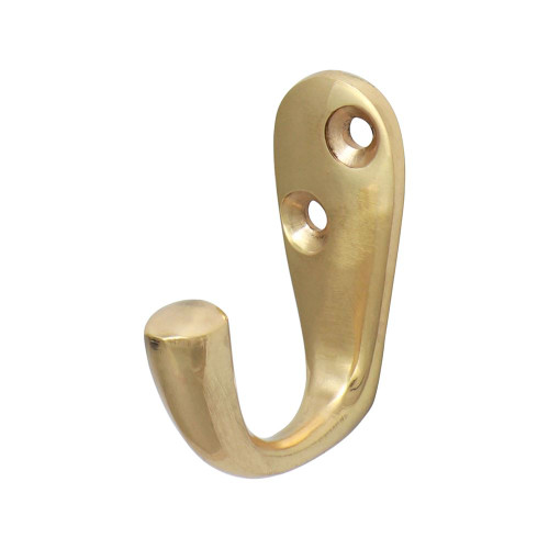 Single Robe Hook Pol. Brass [44 x 18mm] - [Bag] 1 Each