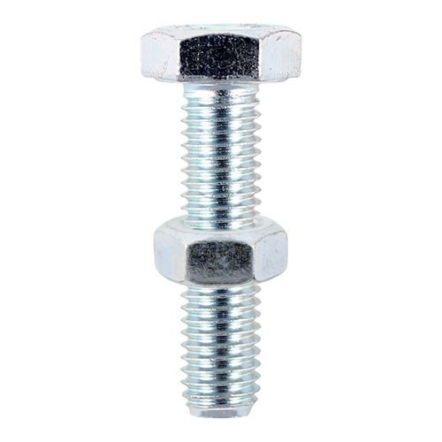 Set Screw & Hex Nut - BZP [M8 x 70] - [TIMpac] 2 Pieces