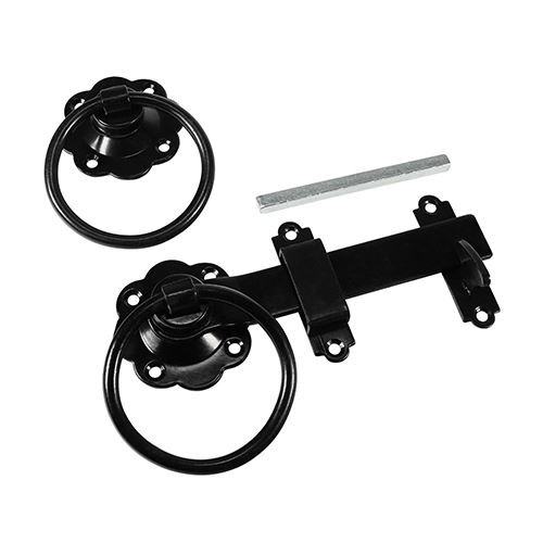 Ring Gate Latch - Plain Black [6"] - [Plain Bag] 1 Each