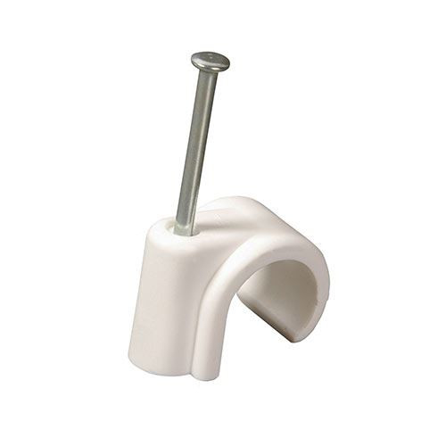 Nail In Pipe Clip - White [15mm] - [Bag] 50 Pieces